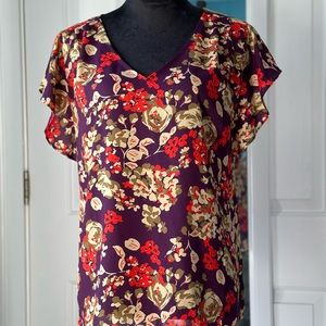Cabi 4169 Purple Red A La Mode Floral Top